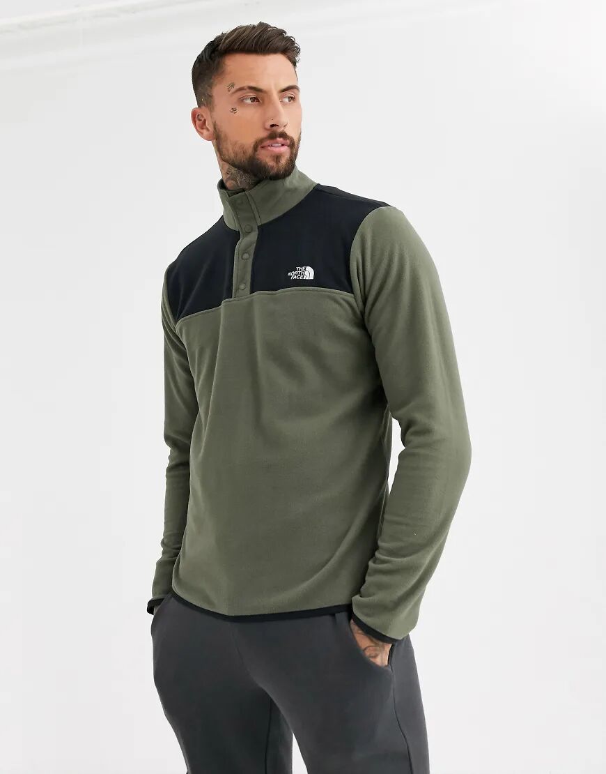 The North Face TKA Glacier snap neck fleece in khaki-Green  Green