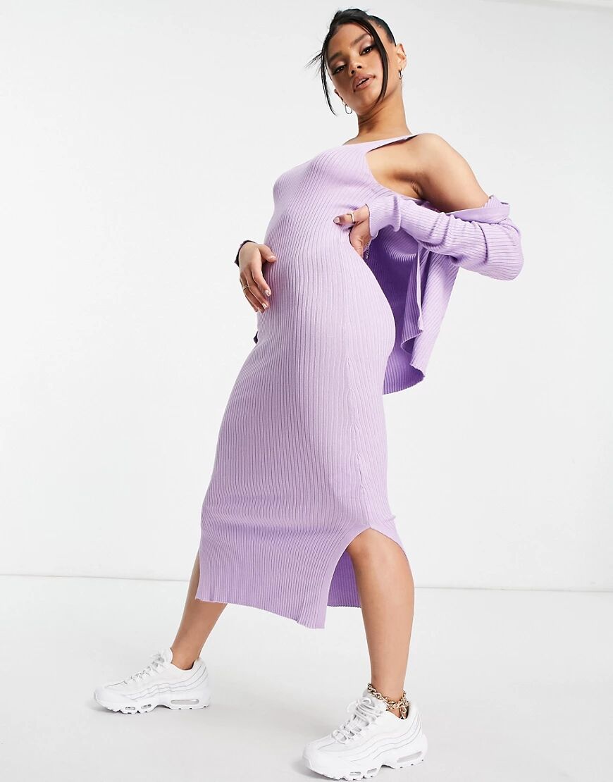 Threadbare Coney knitted dress and cardigan set in lilac-Purple  Purple