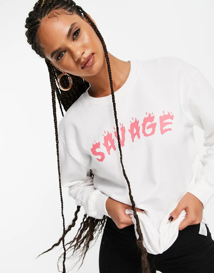 Threadbare oversized slogan sweater co-ord in white  White