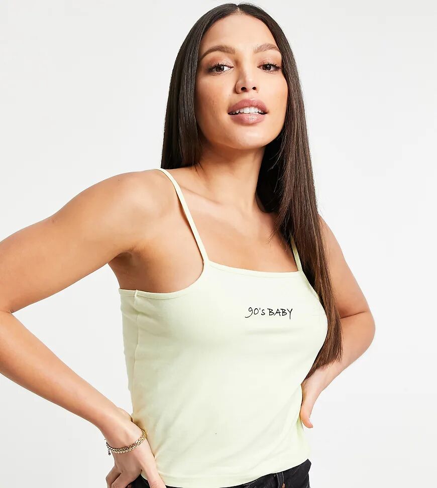 Threadbare Tall 90s baby crop top co-ord in lime-Green  Green