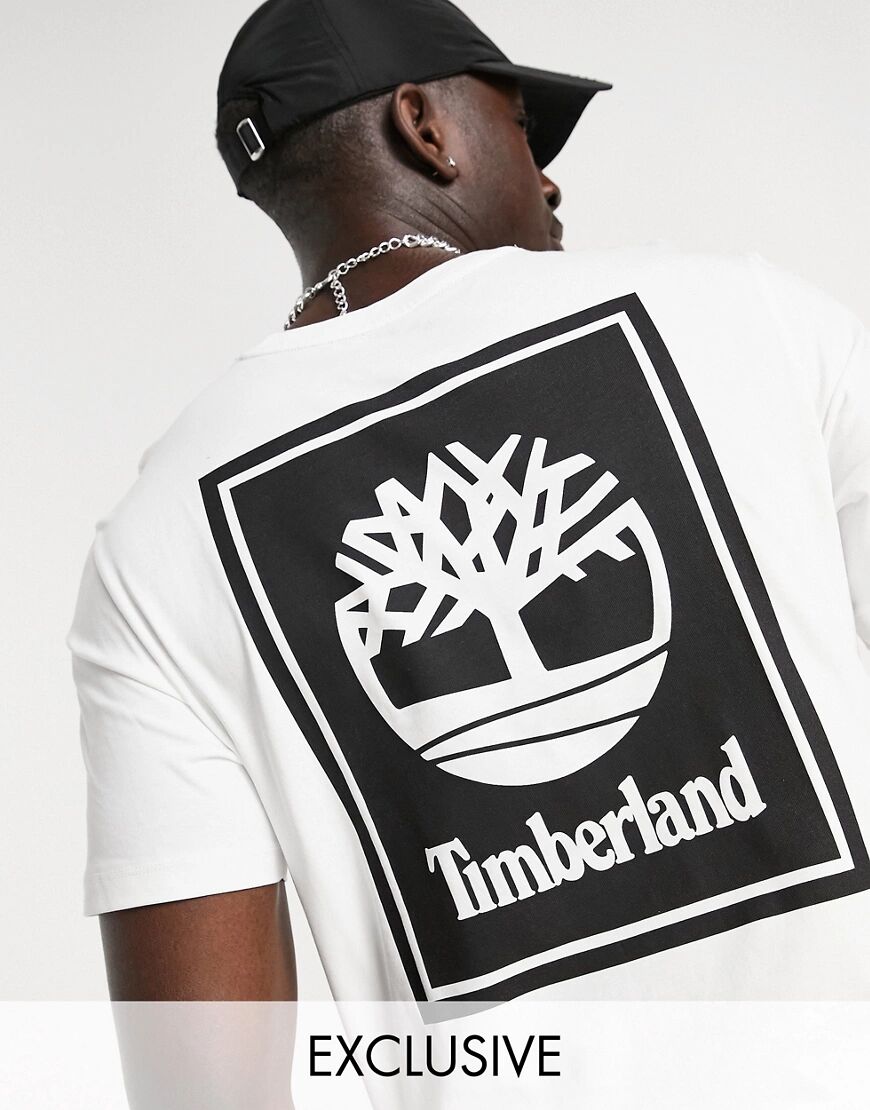 Timberland Back Stack short sleeve t-shirt in white/black Exclusive at ASOS  Black