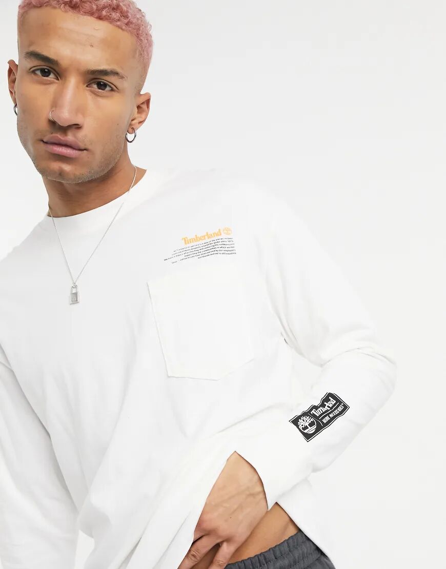 Timberland print long sleeve t-shirt-White  White