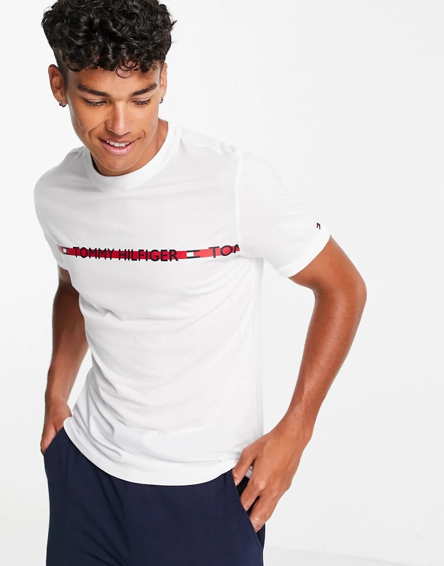 Tommy Hilfiger lounge t-shirt with chest taping logo in white  White