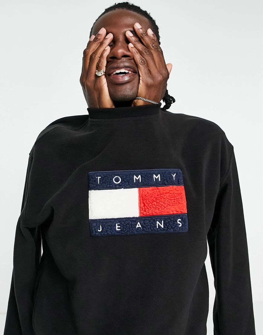Tommy Jeans Cozy capsule polar fleece sweatshirt in black  Black