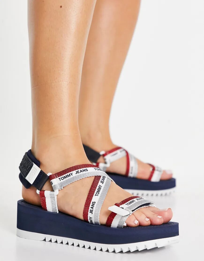 Tommy Jeans logo sandal in navy multi  Navy