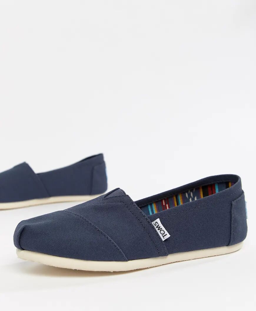 TOMS classic canvas flat shoes in navy-Blue  Blue