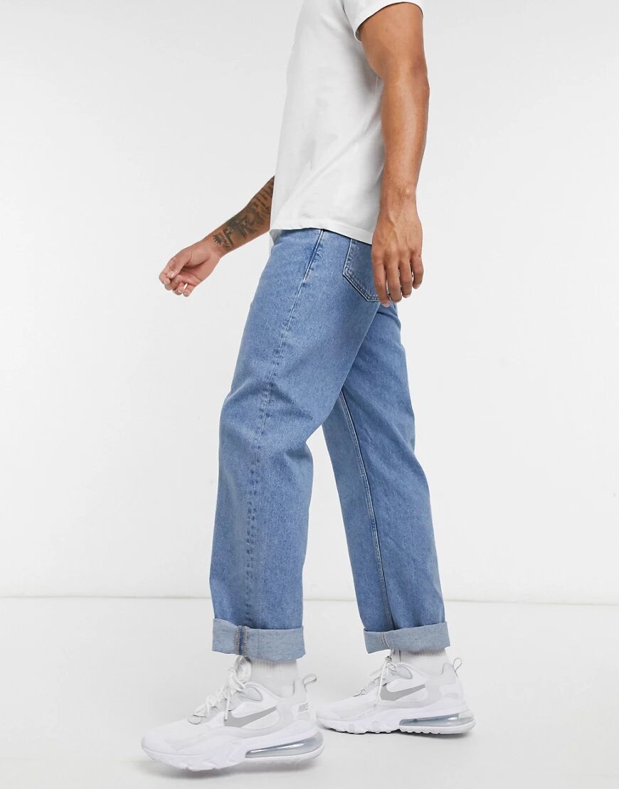 Topman baggy jeans in mid wash-Blue  Blue