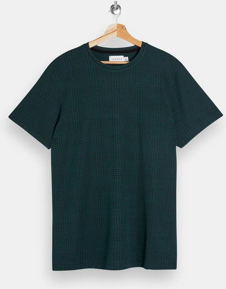 Topman check t-shirt in green  Green