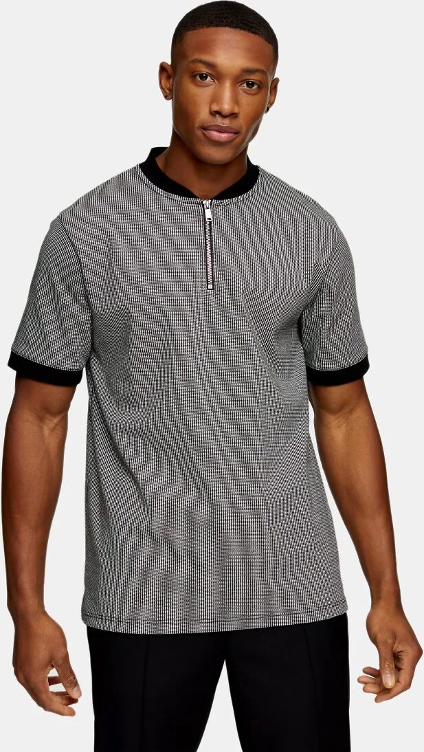 Topman houndstooth polo in grey  Grey