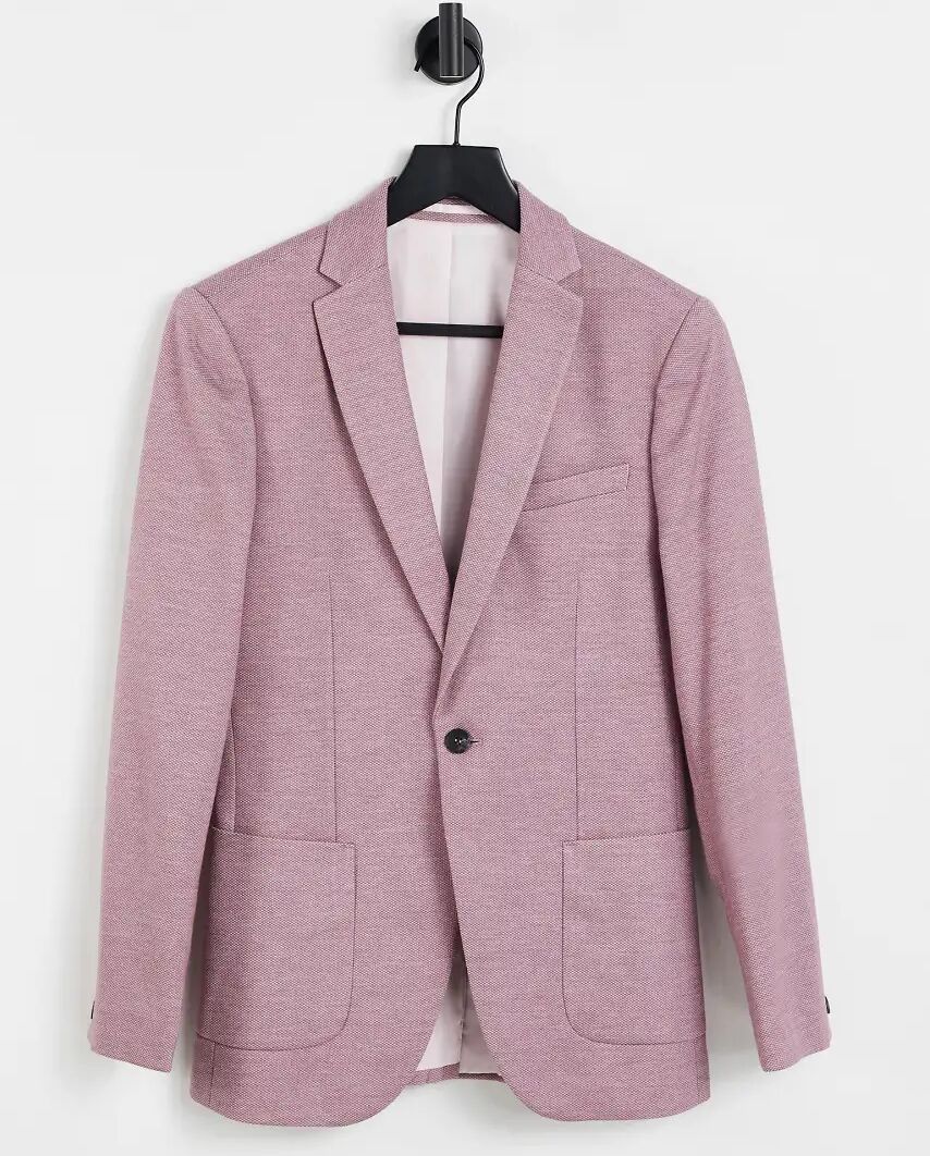 Topman jersey blazer in burgundy-Red  Red