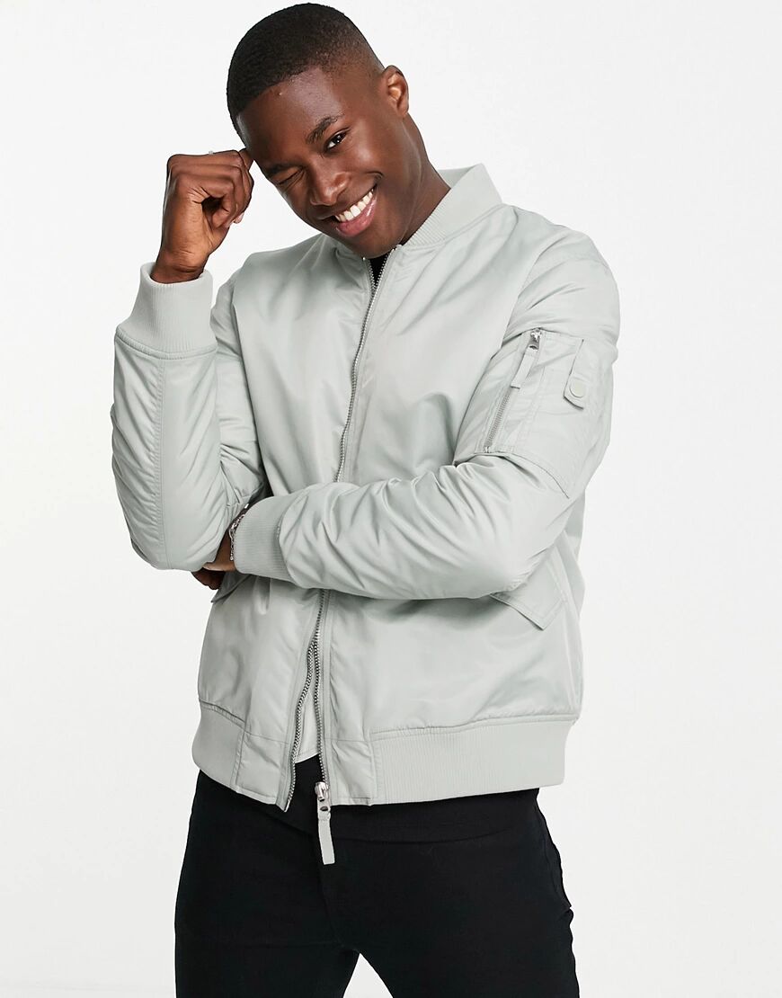 Topman MA1 padded bomber jacket in sage-Green  Green