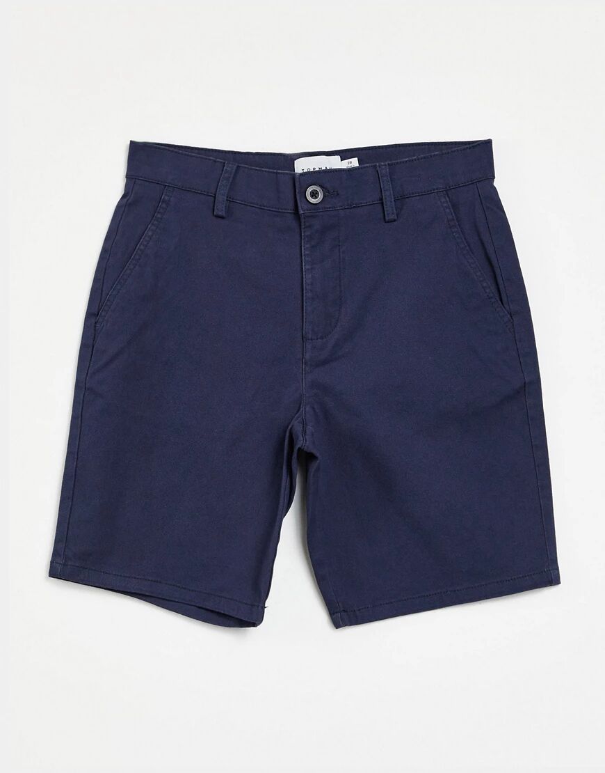 Topman organic cotton blend slim chino in navy  Navy