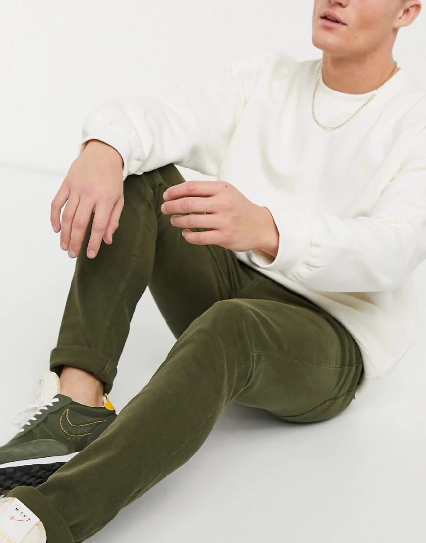 Topman organic cotton blend stretch skinny jeans in khaki-Green  Green