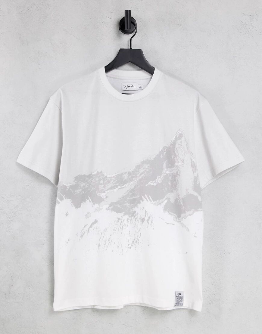 Topman oversized fit t-shirt with signature large mountain print in grey  Grey