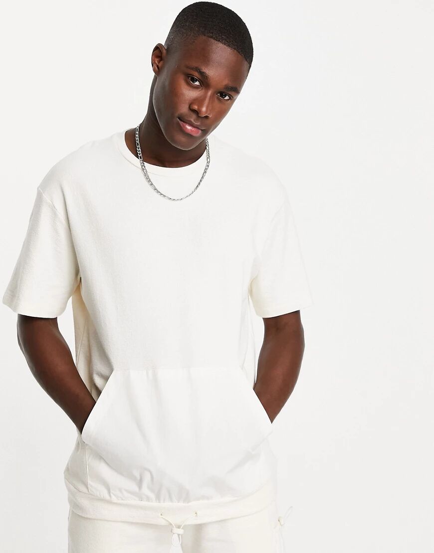 Topman oversized utility t-shirt with pocket in stone-Neutral  Neutral