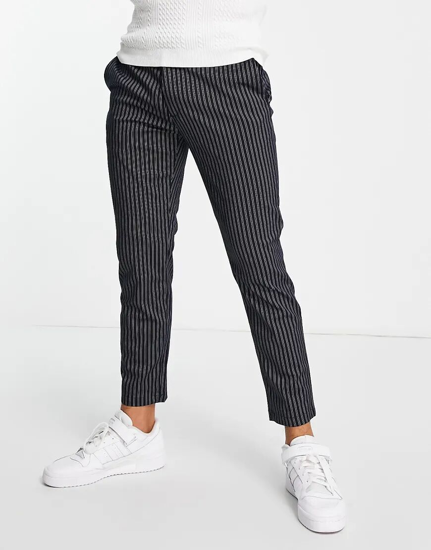 Topman skinny stripe jogger trousers in navy  Navy