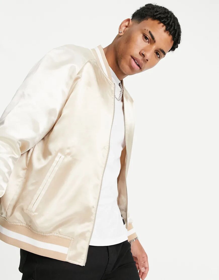 Topman souvenir jacket in stone and ecru-Neutral  Neutral