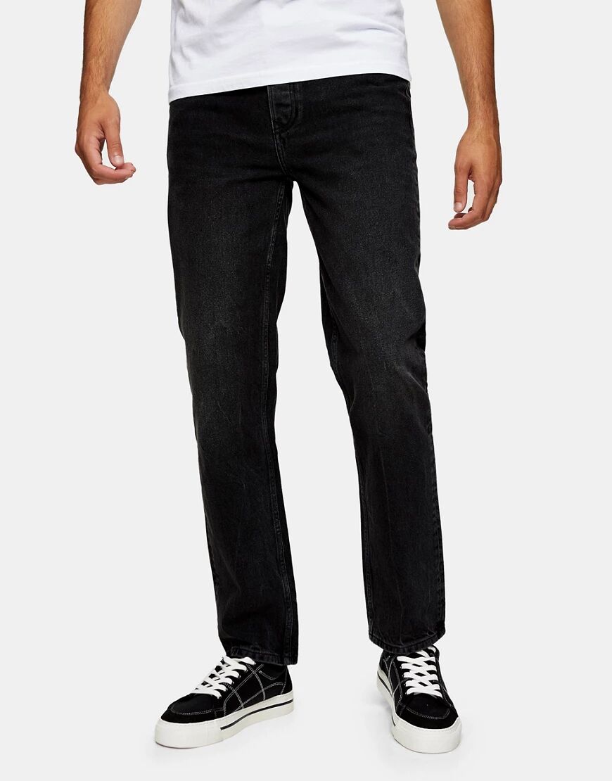 Topman straight fit jeans in washed black  Black