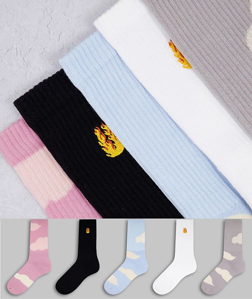 Topman tube sock cloud 5pk in multi  Multi