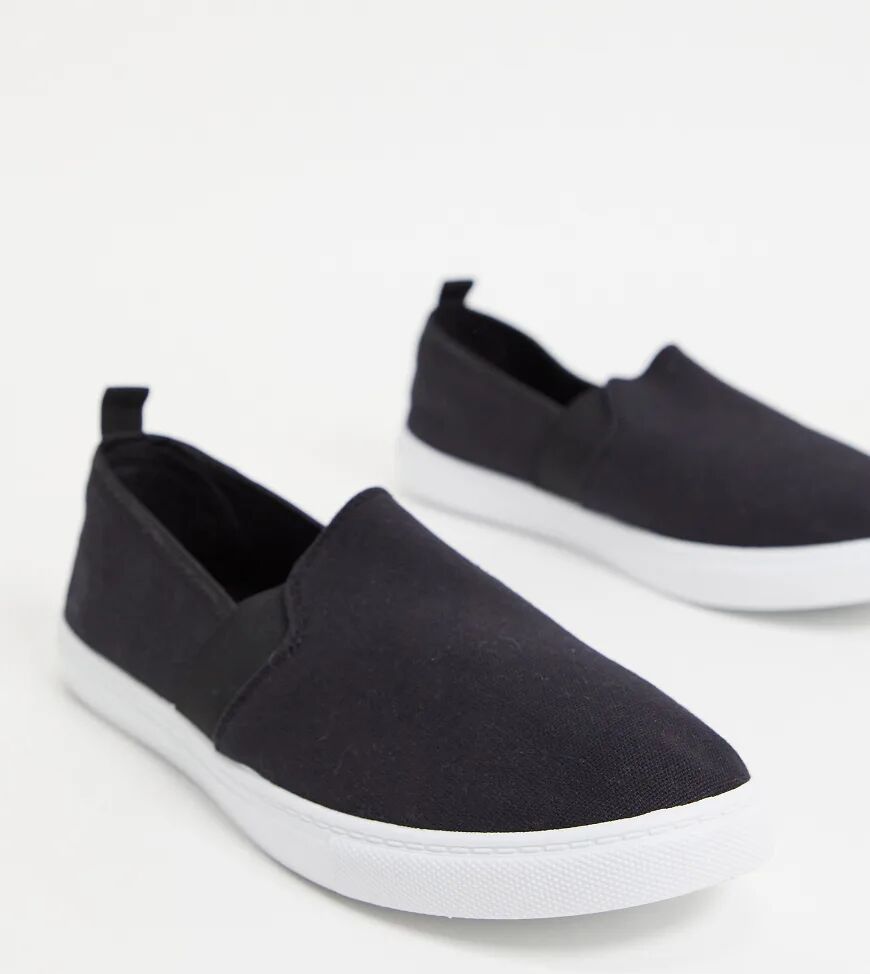 Truffle Collection canvas slim on plimsolls in black  Black