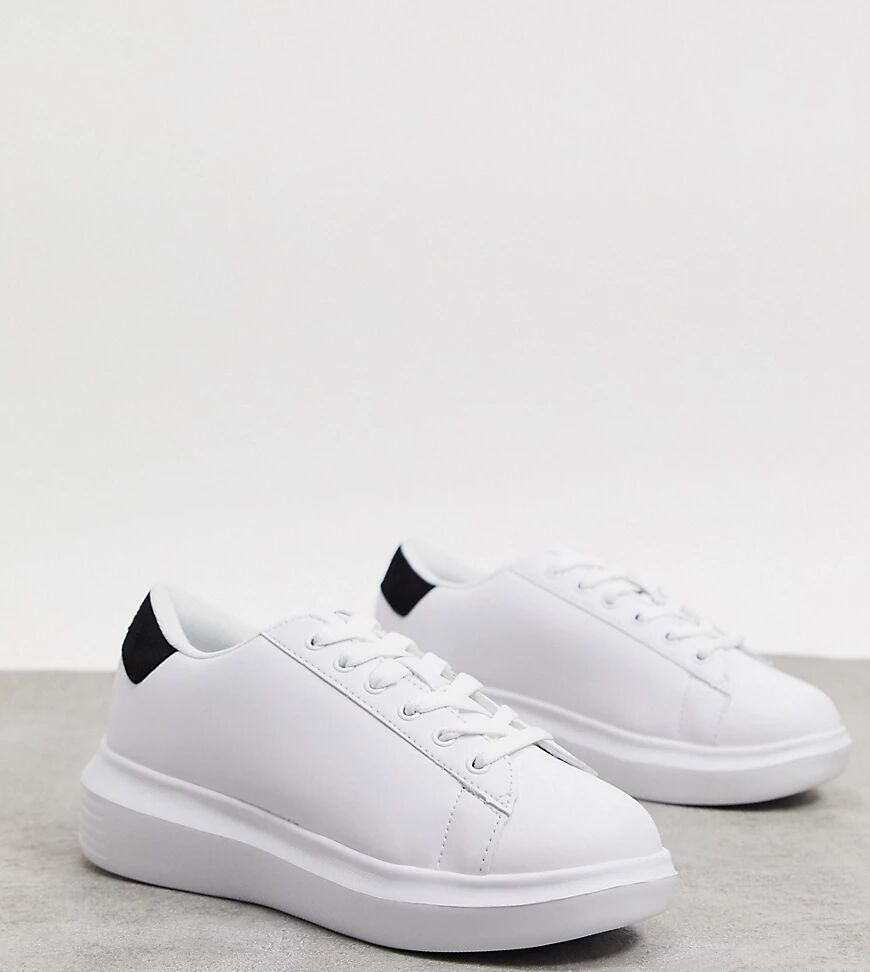 Truffle Collection wide fit chunky trainers in white  White