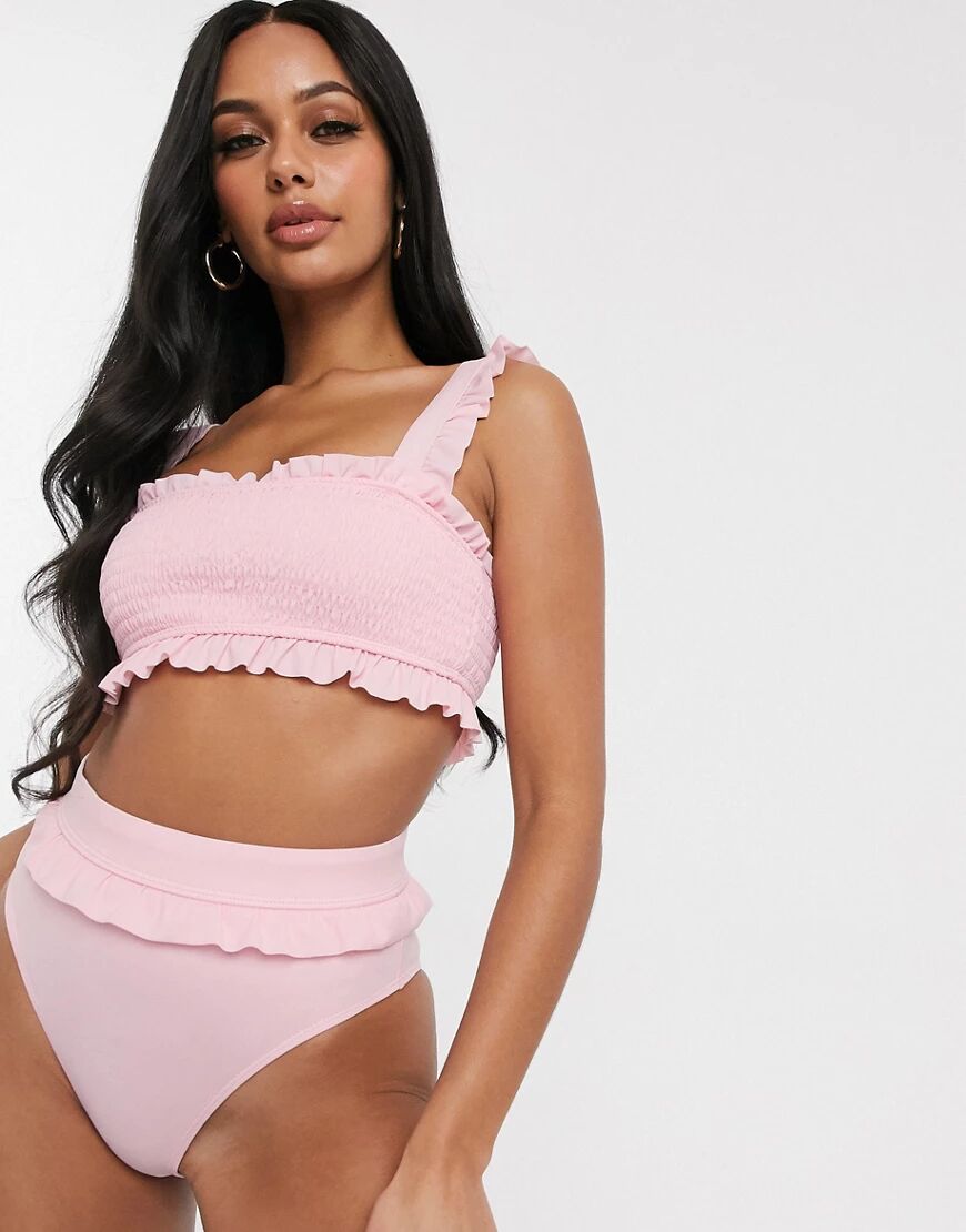 Unique21 Tropical Ruffle Bikini Bottom-Pink  Pink