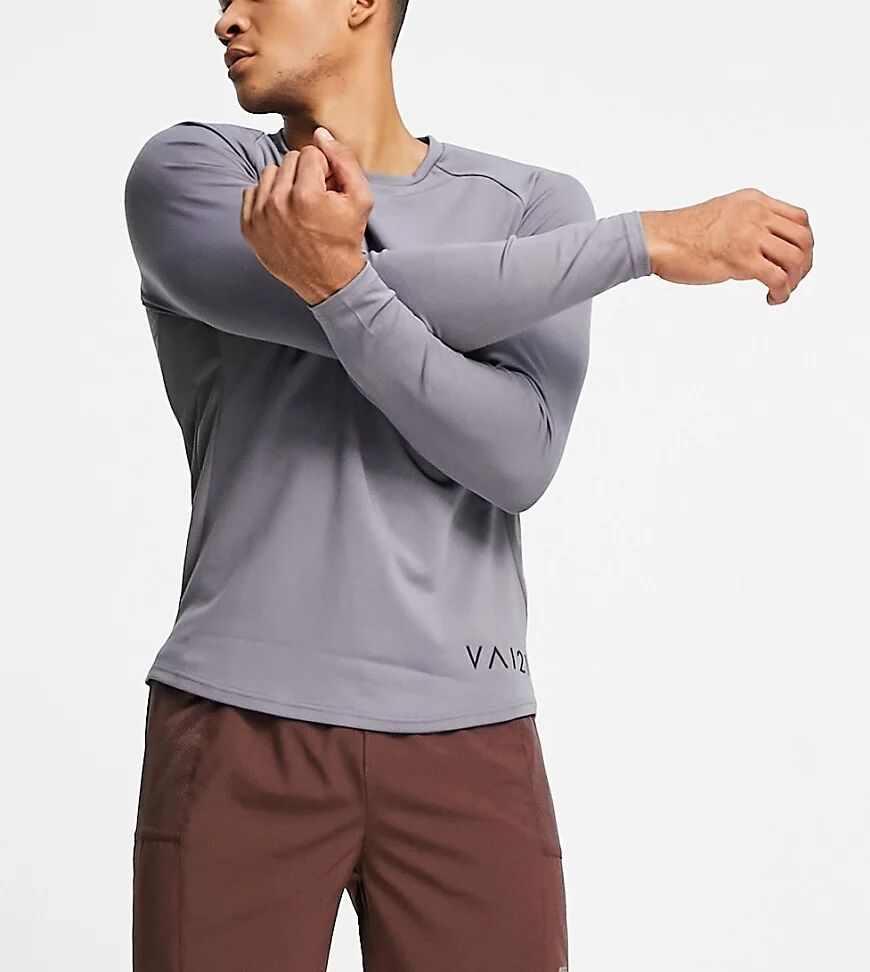 VAI21 muscle fit long sleeve top in grey  Grey