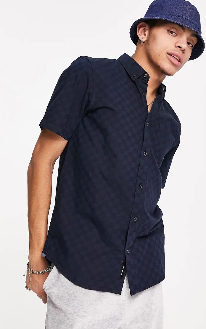 Vans beachwood t-shirt in black and dress blues  Black