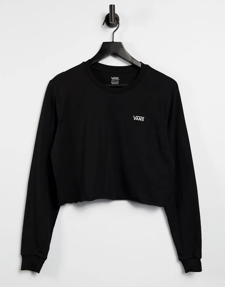 Vans Junior V long sleeve cropped t-shirt in black  Black