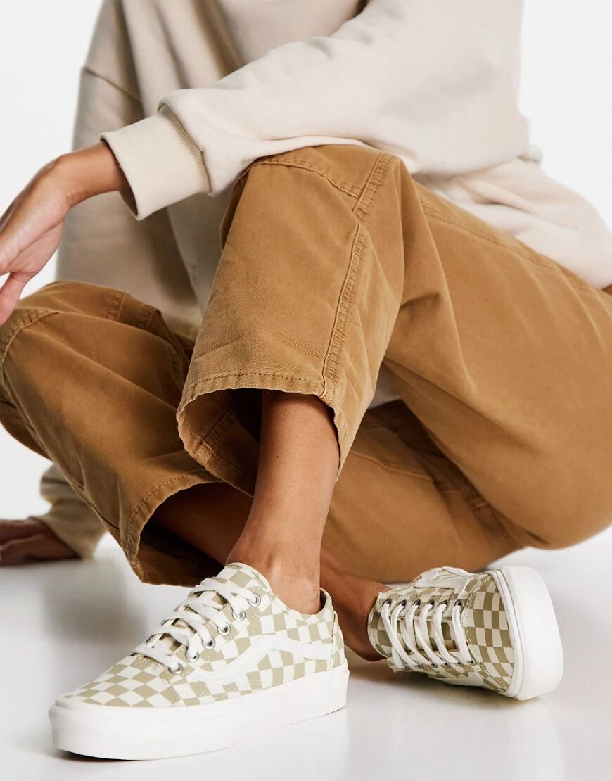 Vans Old Skool Tapered Eco Theory checkerboard trainers in brown  Brown