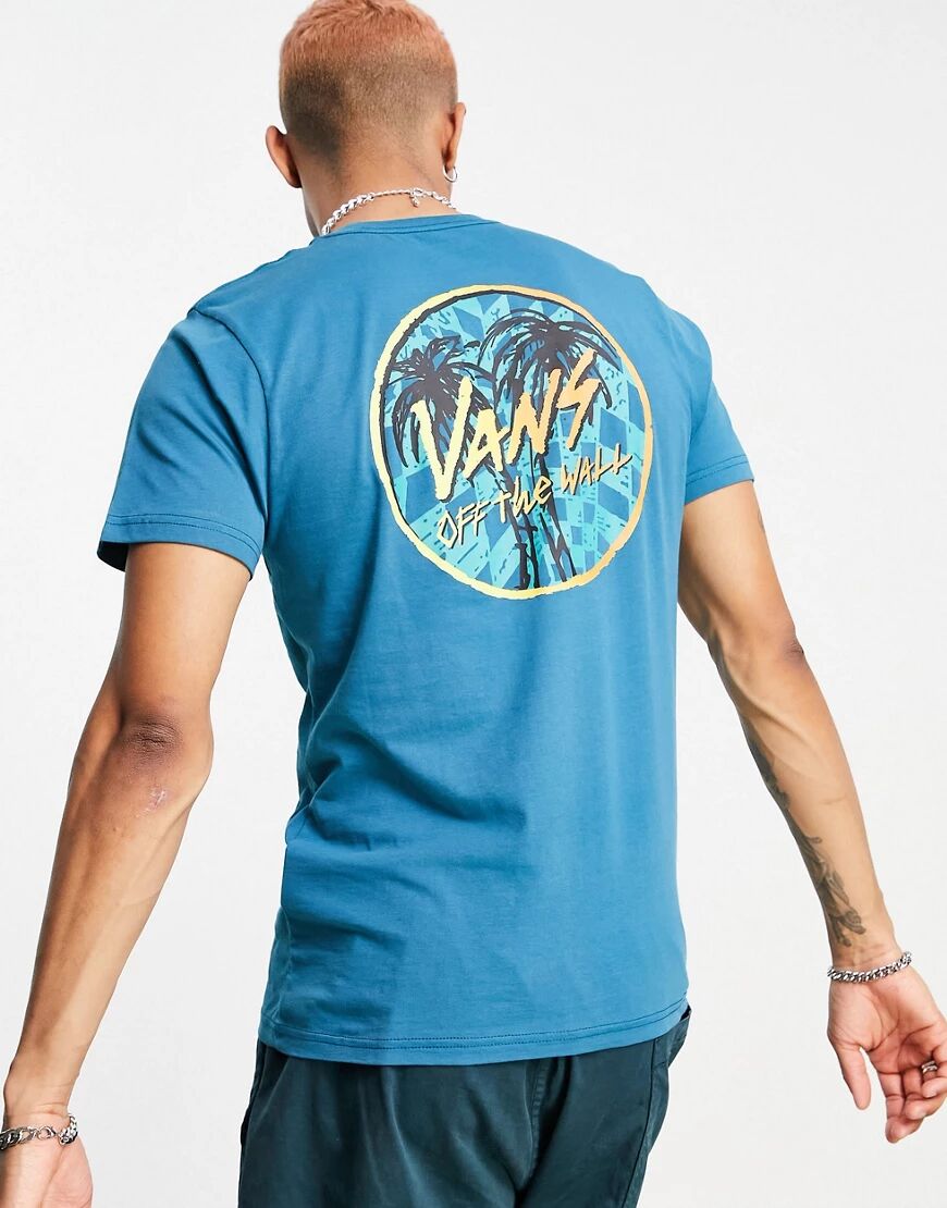 Vans Sketched Palms back print t-shirt in blue  Blue