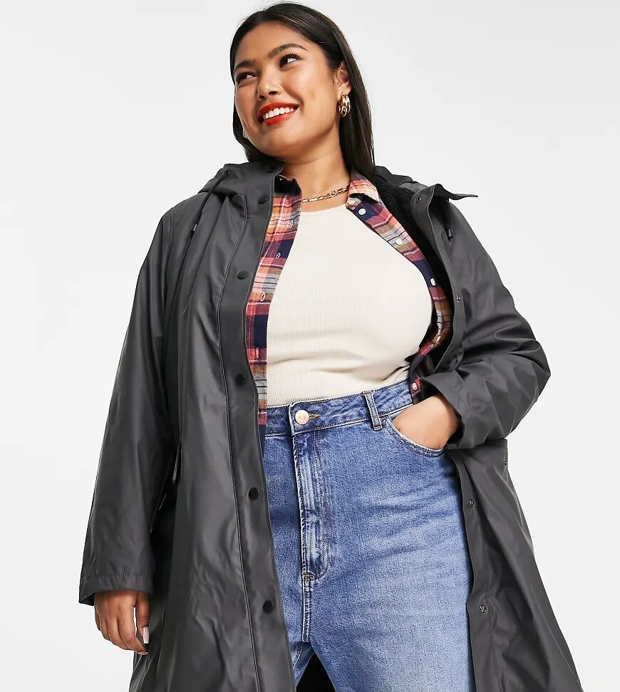 Vero Moda Curve rain coat in charcoal-Grey  Grey