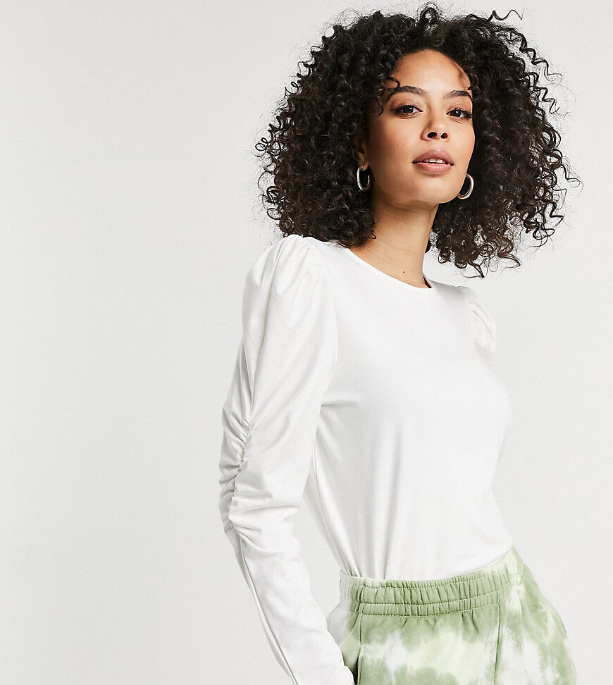 Vero Moda Tall top with puff sleeves and deep cuffs in white  White