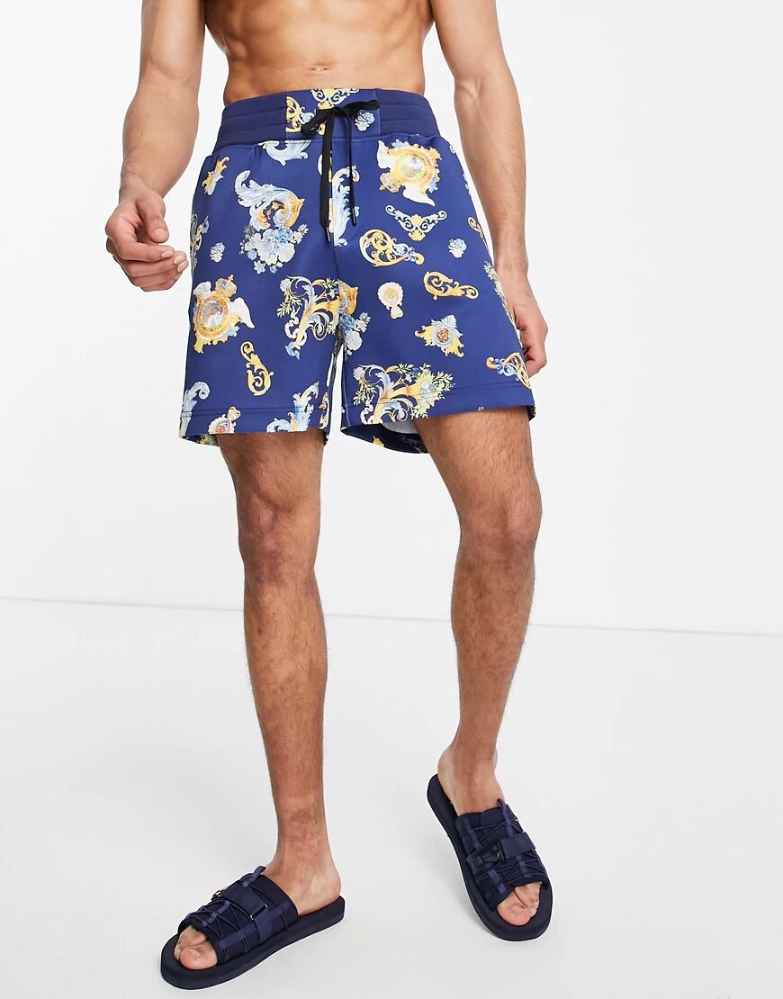 Versace Jeans Couture baroque print swim shorts in navy  Navy