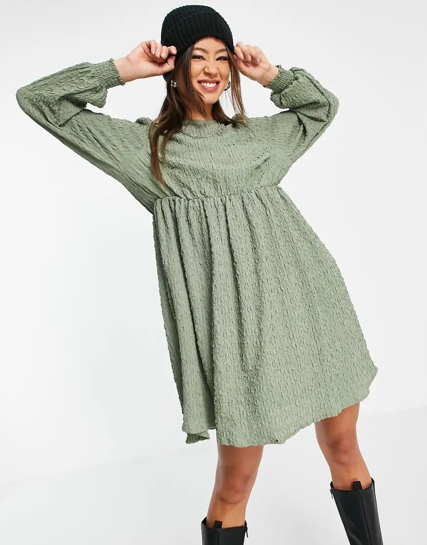 Vila 3/4 sleeve smock dress in green  Green