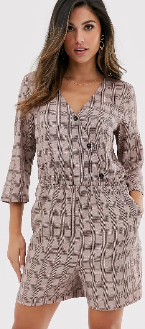 Vila check button detail playsuit-Multi  Multi