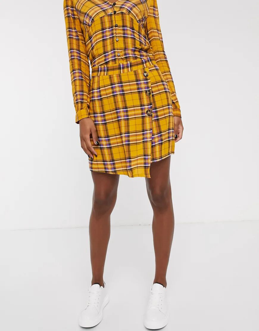 Vila check wrap skirt-Multi  Multi