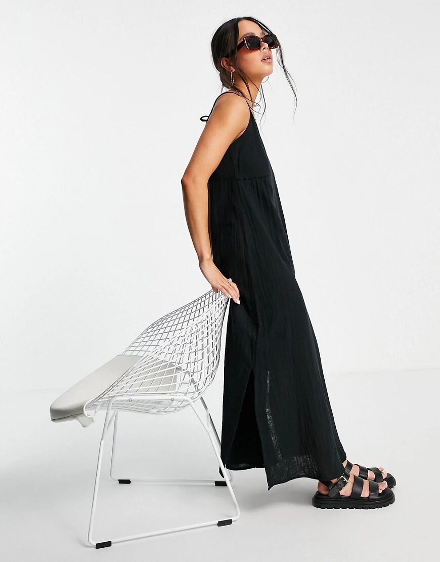 Vila oversized maxi dress in black  Black