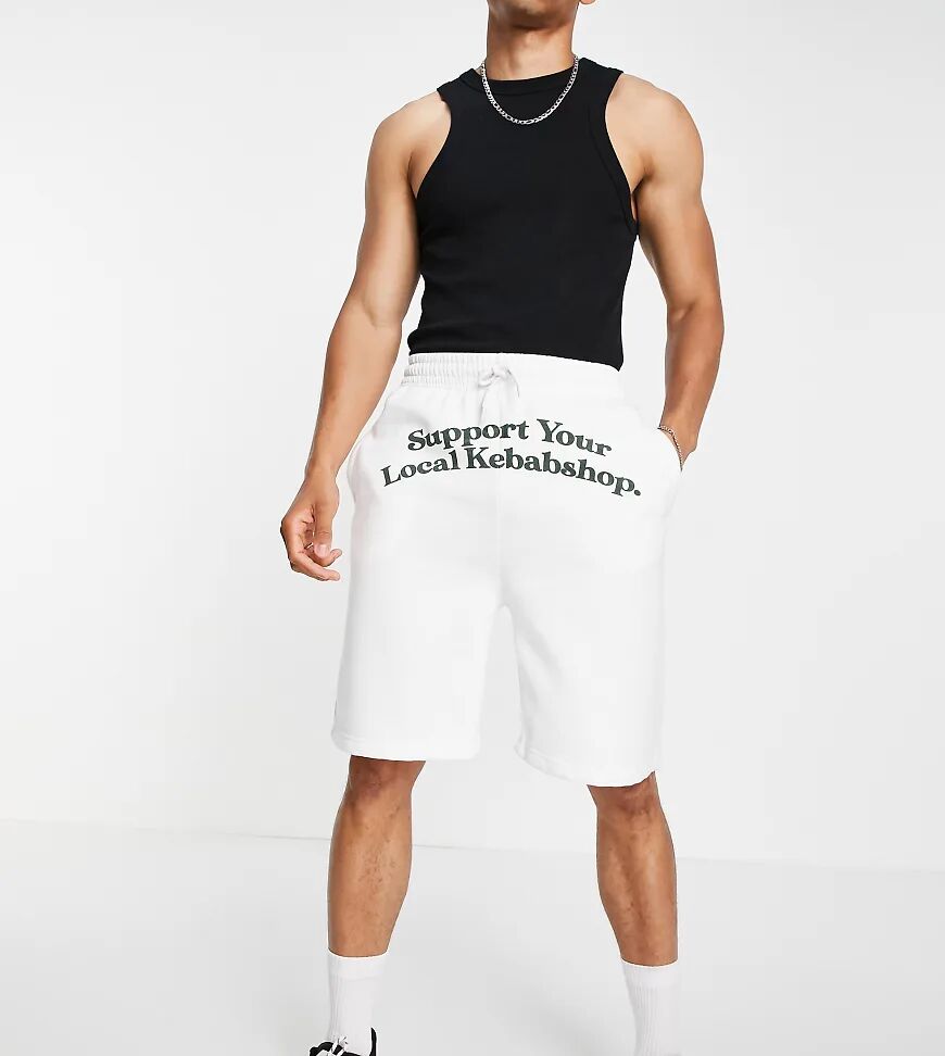 Vintage Supply kebab nation co-ord shorts in white exclusive at ASOS  White