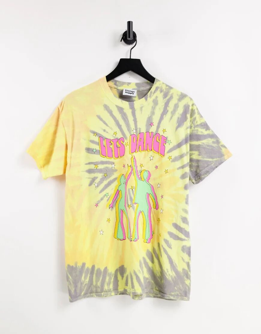 Vintage Supply oversized t-shirt in tie-dye with dance print-Multi  Multi