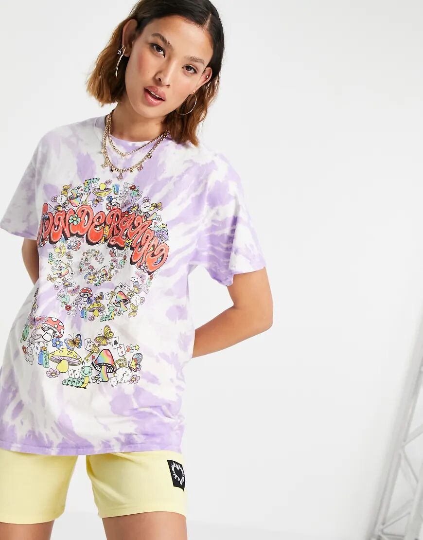 Vintage Supply oversized wonderland t-shirt in overdye-Purple  Purple