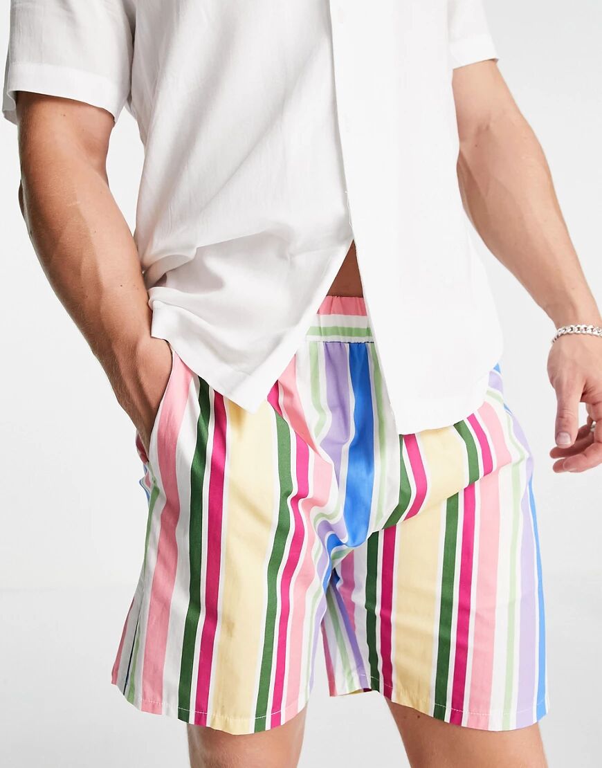 Vintage Supply retro stripe co-ord shorts in multi  Multi