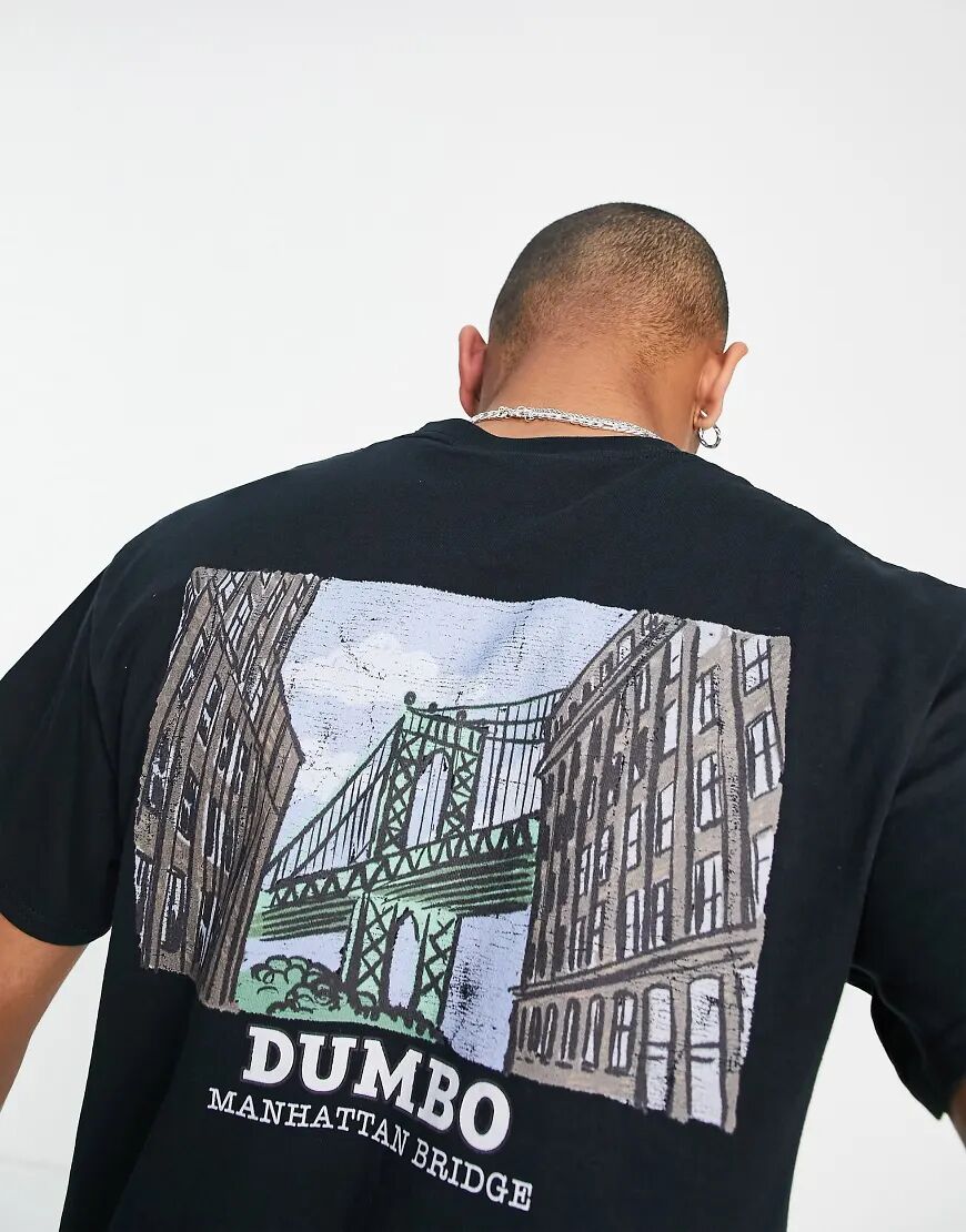 Vintage Supply t-shirt in black with Manhattan back print  Black