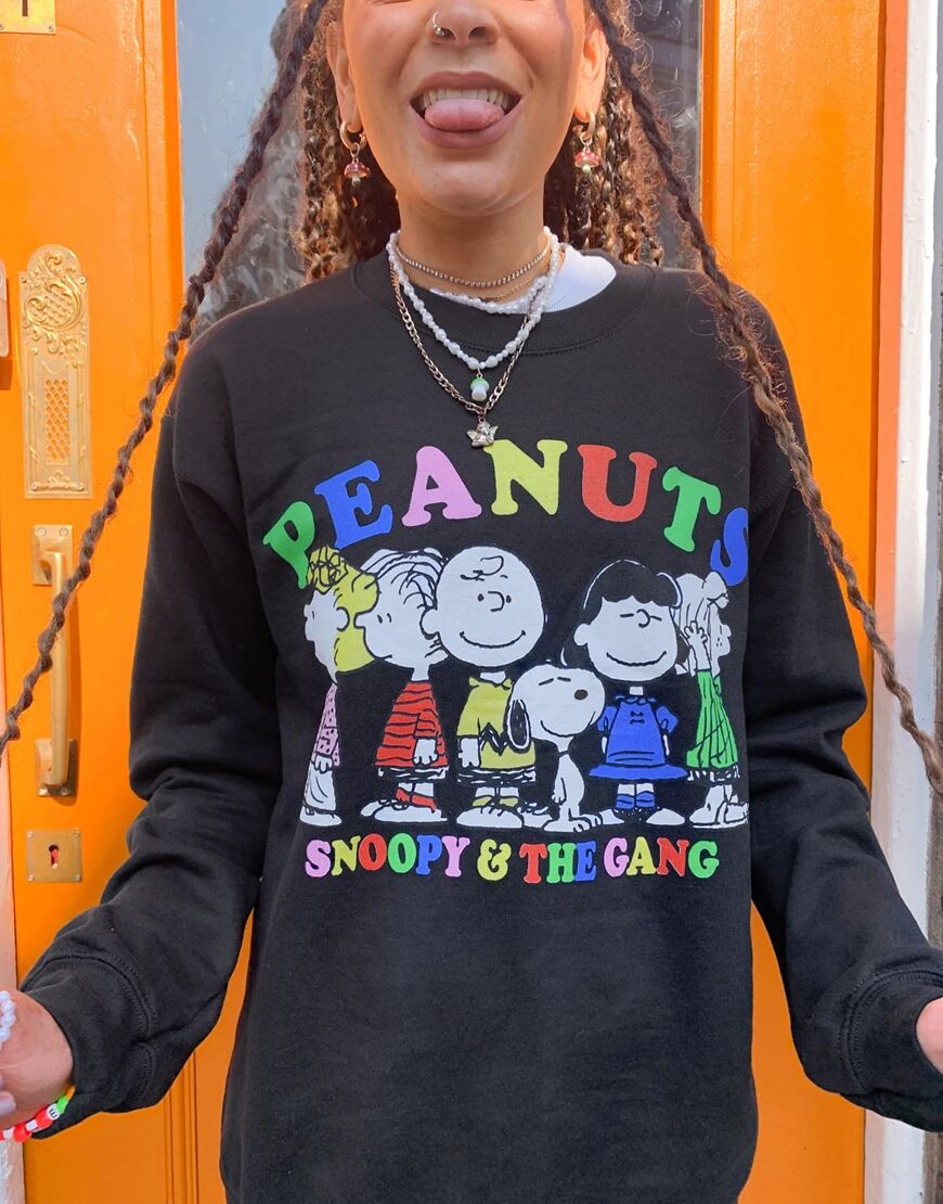 Vintage Supply x Peanuts oversized sweatshirt in black  Black