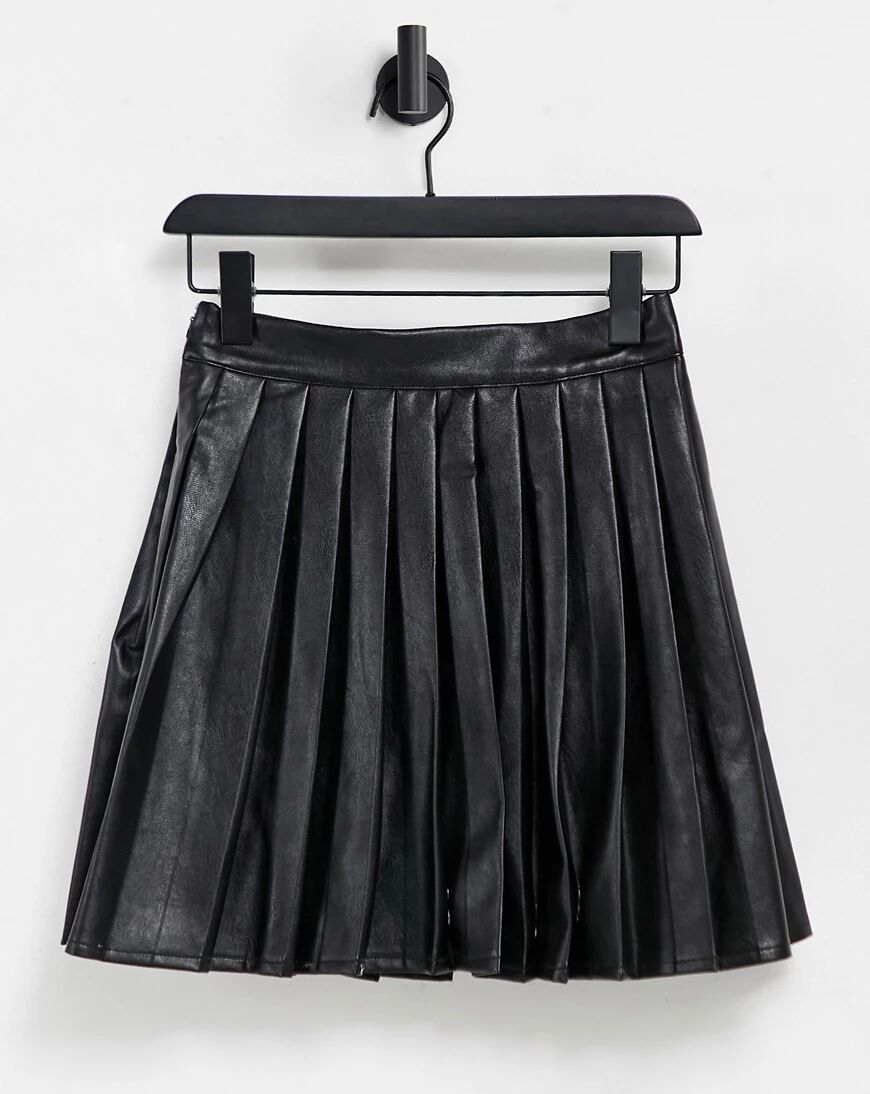 Violet Romance pleated PU mini skirt in black  Black