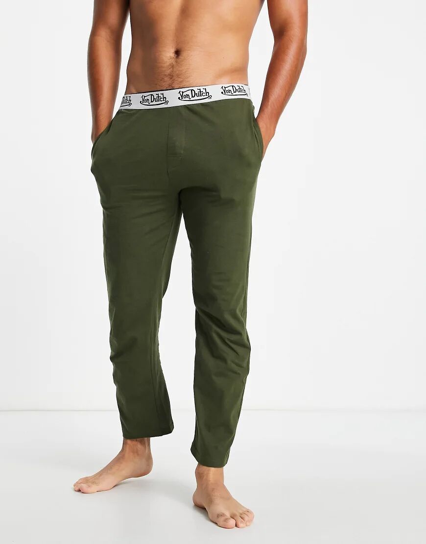 Von Dutch lounge pants in khaki-Green  Green