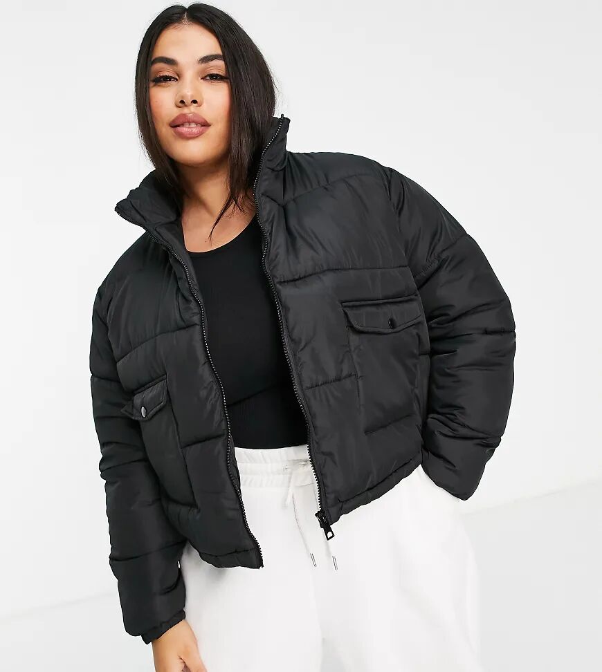 Wednesday's Girl Curve cropped padded jacket in black  Black