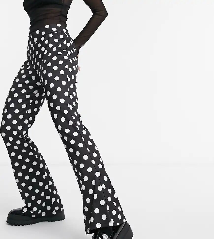 Wednesday's Girl flared trousers in polka dot-Black  Black