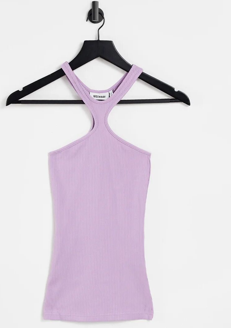 Weekday racerfront organic cotton top in light purple  Purple