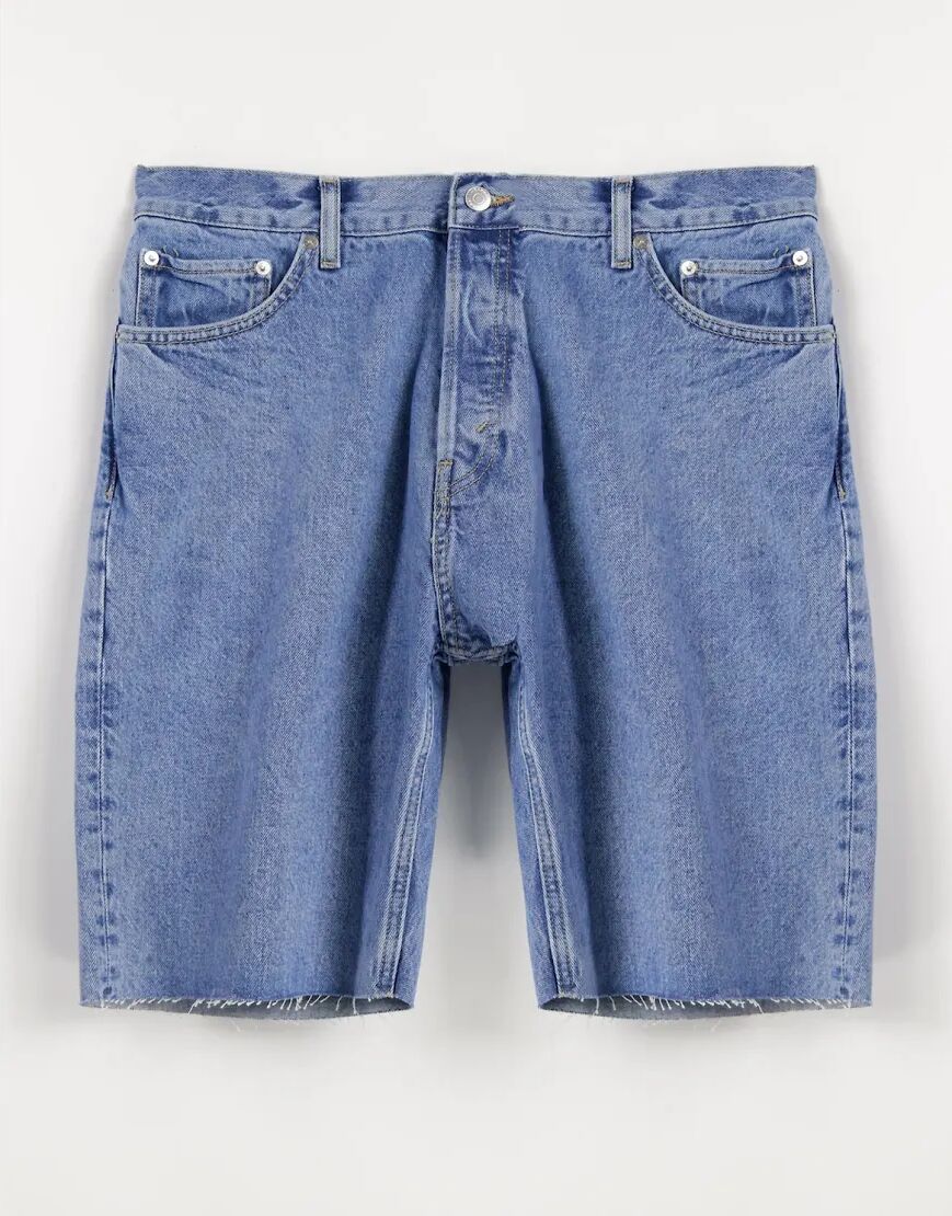 Weekday space denim shorts in hanson blue  Blue